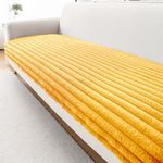 HOKIPO Faux Rabbit Fur Sofa Cover – Plush Anti-Slip Mat for L Shape & 1/2/3 Seater | Mix & Match Your Own Set | 70(W) x 150(L) cm, Snuggle Fur Mustard Yellow (AR-6336-YLW)