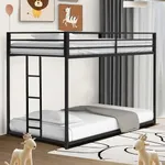 Twin Over Twin Bunk Bed - LifeSky Metal Low Profile Bunkbed with Side Ladder White