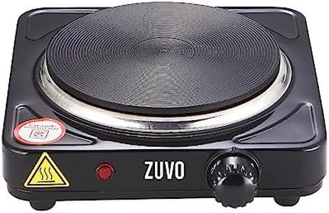 1500W Single Hot Plate - Black Ring Stove Hob - Portable & with Adjustable Thermostat - Cast Iron Heating Plate - Best for Cooking - Zuvo
