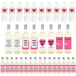 Big Dot of Happiness Be My Galentine - Mini Wine Bottle Labels, Wine Bottle Labels and Water Bottle Labels - Galentine’s and Valentine’s Day Party Decorations - Beverage Bar Kit - 34 Pieces