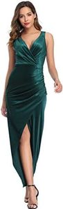 Ababalaya Women's Luxurious Velvet Long Bridesmaid Dresses Formal Dresses for Winter/Fall Wedding, Green, XL