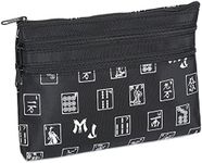 Mah Jongg Black and Silver 3 Zipper Mah Jong Purse for Mahjong Card