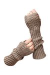 Novawo Scale Design Winter Warm Fingerless Gloves Knitted Long Arm Warmers for Women