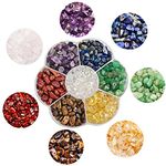 GangGangHao 7 Chakra Natural Chip Stone,About 628 Pcs Irregular Gemstones Healing Crystal Loose Rocks Bead Hole Drilled DIY for Bracelet Jewelry Making Crafting (5-8mm,7 Chakra Color Mix)