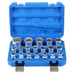 DAYUAN Spline Socket Set 1/2" Drive Universal Metric 8-32mm 12-Point Cr-V Socket Kit 19pcs