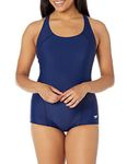 Speedo Women's Swimsuit One Piece PowerFlex Princess Seam Ultraback Conservative Cut - Speedo Navy, Size 8