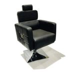 P P CHAIR Leather Beauty Parlor Cutting Chair,Salon/Barber/Cutting/Makeup/Makeover Bride Bridegroom Chair, Cushioned Seat Back, With Hydraulic & Push Back System (Black)