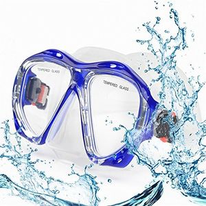 Top studio Diving Mask, HD Scuba Adult Dive Mask with Anti Fog Tempered Glass Snorkel Mask, Diving Glasses for Dry Snorkeling Diving Swimming Provides Crystal Clear Wide View（Blue）