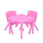 A406 Children Table and Chairs Set Study Desk for kids Study Table Toddler Chair Blue Red Pink Yellow Green Nursery Furniture (Table + 2 Chairs, Pink)