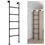 Basement Window Well Egress Ladder, Wall Mounted Wrought Iron Attic Bunk Bed Ladder, Metal Step Ladders for Loft Climbing Ladders for High Bed Outside Deck RV Apartments (Black, 5.6×1.5ft)