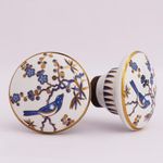 IndianShelf 8 Piece White Floral Ceramic Drawer Knobs for Kitchen Cabinet Hardware Door Decorative Dresser Pulls Luxurious Chest