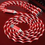 PTPLIFE Led Multi USB Cable 3 in 1 Flowing Charging Cable LED Visible Party Festival Light up USB Charger Cable 4FT Car Charing Cable for Android USB C Type C Phone Charger