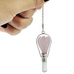 Crystu Natural Rose Quartz Dowser Pendulum Crystal Stone Angel Dowser Pendulum Dowsing for Healing Gemstones (Color : Pink)