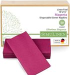 SimuLinen Magenta Linen Feel Disposable Dinner Napkins – Cloth-Like Bathroom Guest Towels, Folded Paper Towels Kosher Single-Use - Thanksgiving Party Wedding Raspberry Color – 16”x16” Box of 50