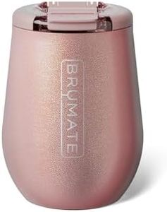 BrüMate Uncork'd 14oz 100% Leakproof Insulated Wine Tumbler | Locking Lid | Insulated Stainless Steel Wine Glass | Perfect For Travel & Outdoors | BPA-Free (Glitter Rose Gold)