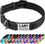 TagME Personalised Dog Collar Reflective Padded Collar for Medium Dogs with Custom Engraved Slide On Name Plate,Black M