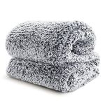 Bedsure Fleece Sherpa Blanket Double Grey - Fluffy Soft Cosy Fuzzy Furry Warm Blanket for Bed Double, 150x200cm