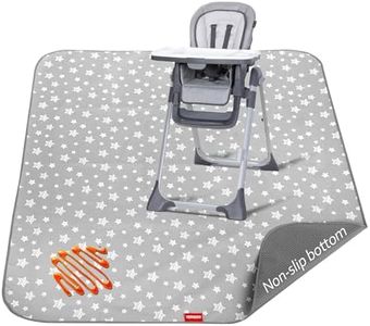 Splat Mat for Under High Chair, Non Slip Waterproof Mealtime Floor Mats Washable Portable Picnic Splash Mat for Baby Art/Craft/Playtime, 42X46 Inch - Grey Star