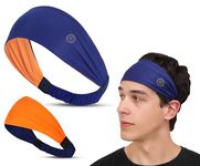 Athmonk Lycra Multipurpose Reversible Headband For Men Women, Colorful Stylish Sweatband Quick Dry Manage Long Hair Wide Snug Fit Elastic For Sports, Running, Gym, Cricket, Badminton, Orange