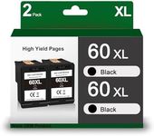 60 Black Ink Cartridge 2-Pack | Remanufactured Ink Cartridge Replacement for HP 60 XL 60XL Works with DeskJet D1660, D2500, D2600;Envy 100, 110, 120; PhotoSmart C4600, C4700, D110a Series | CC640WN