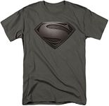 Popfunk Superman Man of Steel Movie Gray Shield Charcoal Gray T Shirt & Stickers (X-Large)