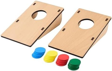 Beech Mini Tabletop Cornhole Board Throwing Game and 1-Inch Throwing Wood Chips