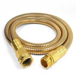 Holldoor Short Metal Garden Hose 3 ft – 304 Stainless Steel Water Hose with 3/4’’ Brass Fitting, Garden Hoses Flexible, Lightweight, No Kink, Heavy Duty for Outdoor (Gold,3 ft)