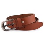 ART-REEL Genuine Leather Belt for Kids, Adjustable Belt, Formal & Casual Wear, Waist 20-24-28-30 Inch 3|5|7|9|11 Yrs (W20-22 Inch, Tan Brown)