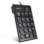 Perixx PERIPAD-202HB, Numeric Keypad for Laptop - USB - Built-in 2xUSB Hub - Tab Key Feature - Full Size 19 Keys - Big Print Letters - Silent X Type Scissor Keys – Black