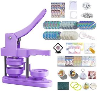 58mm (2.25 in) Installation-Free DIY Button Maker Machine, Button Badge Press with 100pcs Supplies + Circle Cutter + Protection Set & Button Maker Color Film (Purple, 2.25 inch / 58mm)