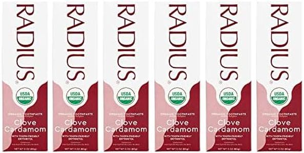 RADIUS USDA Organic Toothpaste 3oz Non Toxic Chemical-Free Gluten-Free Designed to Improve Gum Health & Prevent Cavity - Clove Cardamom - Pack of 6