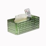 shilanmei Tissue Box Cover,Multifunctional Tissue Box Acrylic Desk Organizer Reusable Clear Facial Tissue Box Holder for Home Office Decorative (Green)