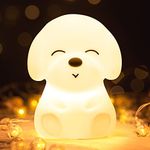 Mubarek Silicone Nursery Timer Rechargeable Color Changing Portable Night Lights for Kids Dog Animals Toddler Girls/Baby Birthday