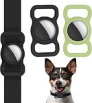 AirTag Dog Pet Collar Tracking Holder, Waterproof Slilcon Case for Air Tag 2021,Anti-Scratches AirTag Accessories Holder with Keychain Items Finder 2 Pack Black&Green