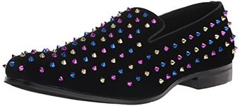 STACY ADAMS Men's Spire Spiked Slip on Loafer, Black/Blue/Purple/Gold, 7.5 UK