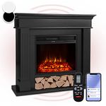 Klarstein Electric Fireplace, Electric Fire and Surround Mantel Suite, 1800W LED Flame Fire Place with Remote Control, Timer, and Auto Temperature Control, Indoor Log Effect Wood Burner, Fan Heater