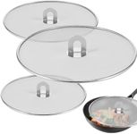 3 Pcs Splatter Guard Stainless Steel Frying Pan Splatter Screen Splash Proof Oil Splatter Cover with Foldable Handle Mesh Oil Proofing Lids for Kitchen Cooking (9.8 inch, 11.4 inch, 13 inch)