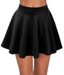 Avidlove Women Mini Skirt Casual Short Skater Skirts Flared School Uniform Skirt Black