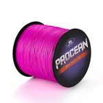 Procean 100% PE 4 & 8 Strands Braided Fishing Line, 6-300 LB Sensitive Braided Lines, Super Performance and Cost-Effective (Pink, 30LB(13.6Kg) 0.26mm-328Yds)