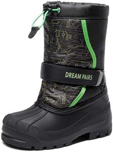 DREAM PAIRS Boys & Girls Mid Calf Waterproof Winter Snow Boots for Toddler/Little/Big Kid,Size 13 Little Kid,Black/neon/Green,KAMICK