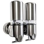 Washroom Hub Shower Dispenser - Chrome & Brushed Steel Pump Action Liquid Soap Dispenser (Double)