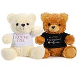 Jexine 2 Pieces Wedding 10 Inch Bear Stuffed Animal Will You Be My Flower Girl Ring Boy Proposal Gifts from Bride Groom with Clothing for Wedding Proposal Anniversary Party (Flower Girl, Ring)