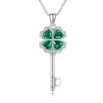 URONE Clover Necklace 925 Sterling Silver Four Leaf Clover Pendant Necklace Irish Good Luck Clover Jewelry Gift For Women