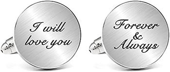 JUPPE I Will Love You Forever & Always CuffLinks Tie Bar Set Wedding Groom Cufflinks Gift for Groom Husband Dad Father (I will love you forever & always)