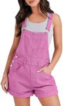 ANRABESS Overalls for Women Summer Casual Loose Fit Adjustable Shorts Denim Overall Rompers Bib Jeans Shortalls Outfits Hot Pink X-Small