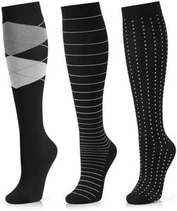Medical Compression Socks for Women and Men 3 Pairs 20-30 mmHg Knee High Christmas Compression Stockings Circulation Best for Running Athletic Nurses