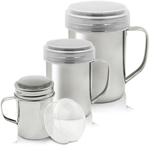 SENHAI Powdered Sugar Shaker Duster with Handle, 3 Different Size Stainless Steel Salt Powder Shakers for Pepper Cinnamon Powder Flour - Fine Mesh