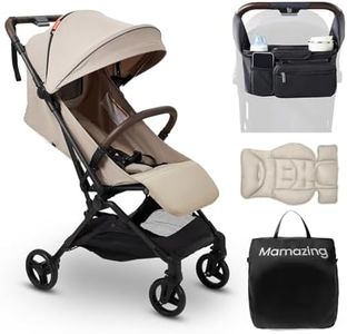 MAMAZING Ultra Air Lightweight Baby Travel Stroller with Carbon Fiber Frame, Compact & Airplane-Friendly, One-Handed Fold, 11.6 lbs, Perfect for Toddlers, Organizer & Cushion Included, Simply Taupe