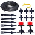 FABITTO 4mm Drip Pipe 30mtrs Accessories Pin Connectors Emitters Adjustable Drippers S puncher Stakes/Nails Irrigation Micro Tube Joiners 121pcs for Home Garden Plants.