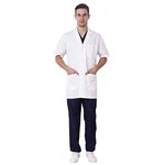 RANK Men's Polyester Cotton White Medical Lab Coat | Half Sleeves Doctors coat | Hospital Breathable Doctor Apron Uniform Size - XL (White)